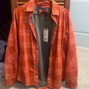 Prana Women's S Gingerbread Plaid Porter Park Flannel Shirt - NWT